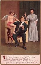 1913 Valentine's Day Postcard of Cupid Talking With Lovers - No. 3254 picture