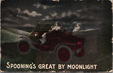 c1910 Spooning 2 Couples Kissing Front Back Seat Car Moonlight New Auto Series picture
