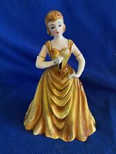 Vntg. Lefton Elegant MCM Woman In Gold Dress # 6402C 8” Tall picture
