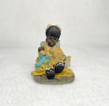 Vintage Figurine African American Little Girl Resin Sitting - King Import picture