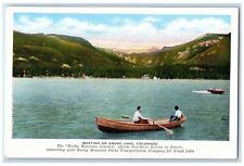 c1940 Boating Grand Lake Rocky Mountain Affords Canoe Colorado Vintage Postcard picture