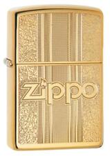 Zippo Windproof Brass Lighter With Ornate Pattern & Zippo Logo, 29677 New In Box picture
