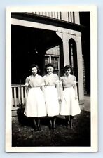 Candy Stripers Three Women Outdoor Snapshot Photograph 2.5