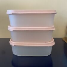 Vintage Tupperware #1791 Modular Mates Rectangle Containers with Pink Lids picture