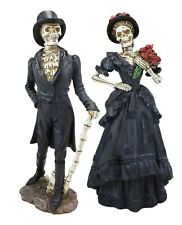 Day of The Dead Steampunk Skeleton Wedding Bride And Groom Couple Statue Set picture
