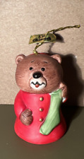 Jasco Caring Critters - Bear Bell  - Christmas Porcelain Ornament - NMT picture