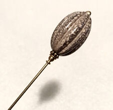 Long Simple HATPIN with BEIGE TAN Fashion Bead on Old Gold Finish Setting - 9.5” picture
