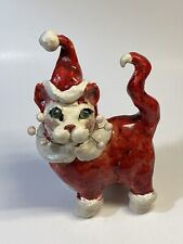 Rare Amy Lacombe Santa Cat Holiday Christmas Ceramic Custom Estate picture