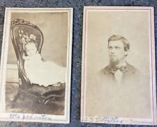 (2) CDV Cabinet Card Photo  Same Family Johnston Girl And Father B4FN picture