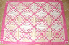 ANTIQUE QUILT TOP PINK & WHITE TOUCHING STARS ANTIQUE QUILT TOP c 1930s picture
