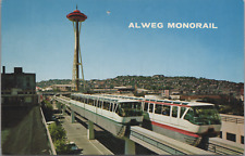 Seattle World's Fair Alweg Monorail Space Needle WA 1962 Postcard - Posted picture