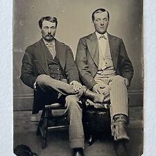 Antique Tintype Photograph Handsome Men One With Amputated Leg War Farm Injury? picture