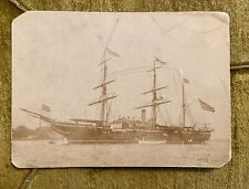 Antique 1901 Cabinet Card Photo USS Ship Navy Crew In Kiel Germany By Carl Speck picture