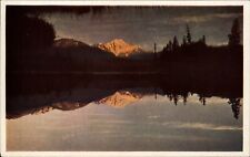 Alberta Canada Jasper Park Sunrise Mt Edith Cavell ~ 1950-60s vintage postcard picture