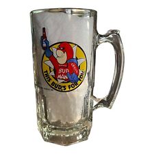 BUDWEISER BUD MAN ANHEUSER BUSCH 1988 EXTRA LARGE GLASS BEER MUG STEIN picture