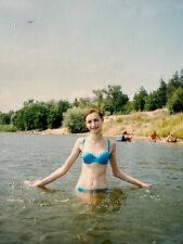 2000s Young Pretty Skinny Woman Bikini Beach River Vintage Photo picture