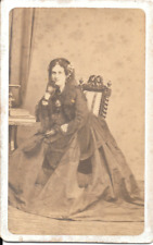 CDV photo woman in crinoline dress circa 1867 J Laurent Madrid albumin print picture