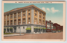 Postcard Vintage Masonic Building and Pennsylvania Hotel in Tyrone, PA. picture