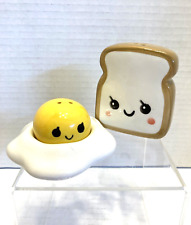 Anthropomorphic Egg & Toast Salt & Pepper Shaker Set NIB Ceramic 180 Degrees picture