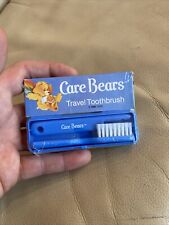NEW CARE BEARS 2 PC TOOTHBRUSH w/ TRAVEL CASE 1986 COLLAPSIBLE PORTABLE VTG NOS picture