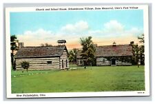Vintage 1940's Postcard Church Schoenbrunn Memorial State Park Philadelphia Ohio picture