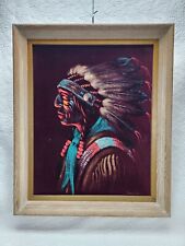 Vintage Louis Shipshee Velvet Painting Westerncore Rare Signed Native American picture