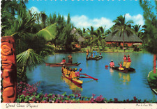 Laie Hawaii, Polynesian Cultural Center Canoe Pageant Vintage Scalloped Postcard picture