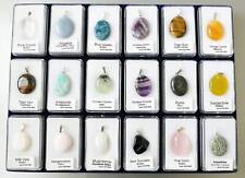 Set of 18 Various Quality Fine Shape Tumbled Stone 925 Silver Bail Pendants picture