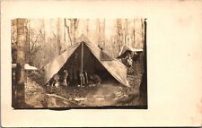 RPPC Man in Tent with Hound Dogs c1910  Real Photo Postcard picture