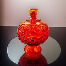 Vintage LE Smith Moon And Stars Amberina Ruby Glass Footed Candy Dish/ Compote picture