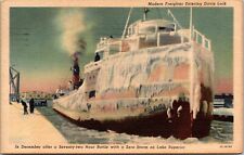 Duluth MN-Minnesota Modern Freighter Entering Davis Lock Vintage Postcard picture
