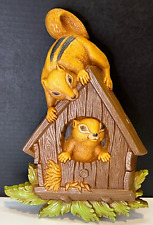 Vintage HOMCO Plastic Chipmunks Squirrels Birdhouse Wall Decor 1977 Made in USA picture