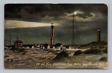 Postcard Old & New Lighthouses Cape Henry near Norfolk Virginia c1910 picture