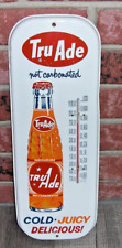 VINTAGE ADVERTISING TRU ADE  1950'S SODA TIN THERMOMETER WORKING THERMOMETER picture