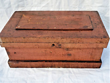 Antique Wooden Carpenter Tool Hardware Painted Chest Removable tray Working keys picture