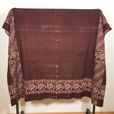 Brown Wool Floral Woven True Antique 64x62 Throw Coverlet Carriage Blanket picture