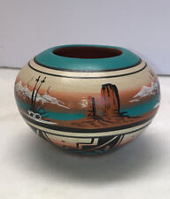 Native American Navajo Pottery Pot Hand Painted Signed Yabeny Dinè 2004 3” picture
