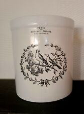 Glazed Ceramic White Utensil Holder with French Country Bird Label picture