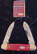 1997 POCKET WORN Zippo and Case XX knife set in oak case picture