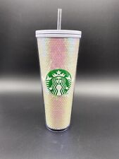 Starbucks 24oz Venti WHITE PINK SEQUIN Cold Cup Tumbler 2020 Holiday Purple Top picture