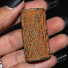 Ancient Near Eastern Sasanian Stone Cylinder Seal Bead Pendant Circa 224-651 AD picture