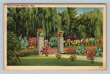 Marietta OH, View In Park, Flowers, Ohio Vintage Postcard picture