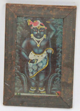 Old Vintage Beautiful Tin Framed Litho Print Hindu God Shrinath ji Picture India picture