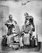 1870s Japanese BARBERS  8x10 Borderless Stillfried Photo  (183-J) picture