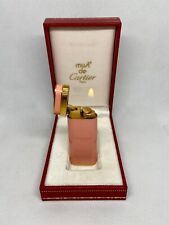 Vintage Must de Cartier Pink Lacquer and Gold Plated Lighter Working With Box picture