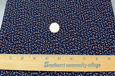 Quilt Craft Fabric Cotton Navy Blue Rose Buds Calico Pattern Material 44 x 36 picture