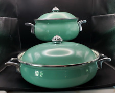 Set Of Vintage  Lincoware Casserole Dutch Oven Pots with Lids Seafoam Green picture