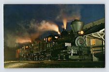 Postcard Cass Scenic Railroad Train Shay Steam Night 1970s Unposted Chrome picture