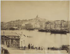 France, Marseille, the Port Vintage Albumen Print Albumin Print 21x27 C picture