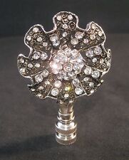 LAMP FINIAL-ANTQ. SILVER LARGE RHINESTONE BLOSSOM LAMP FINIAL-SATIN NICKEL BASE picture